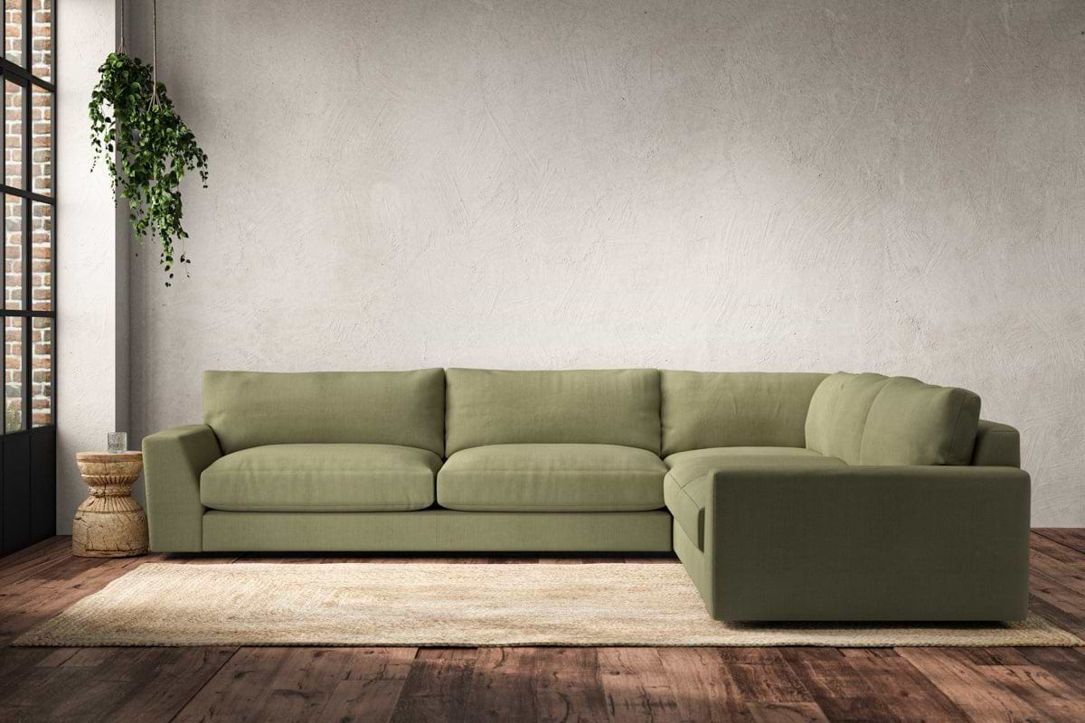 Guddu Grand Right Hand Corner Sofa - Brera Linen Sage-MAKE TO ORDER-Nkuku