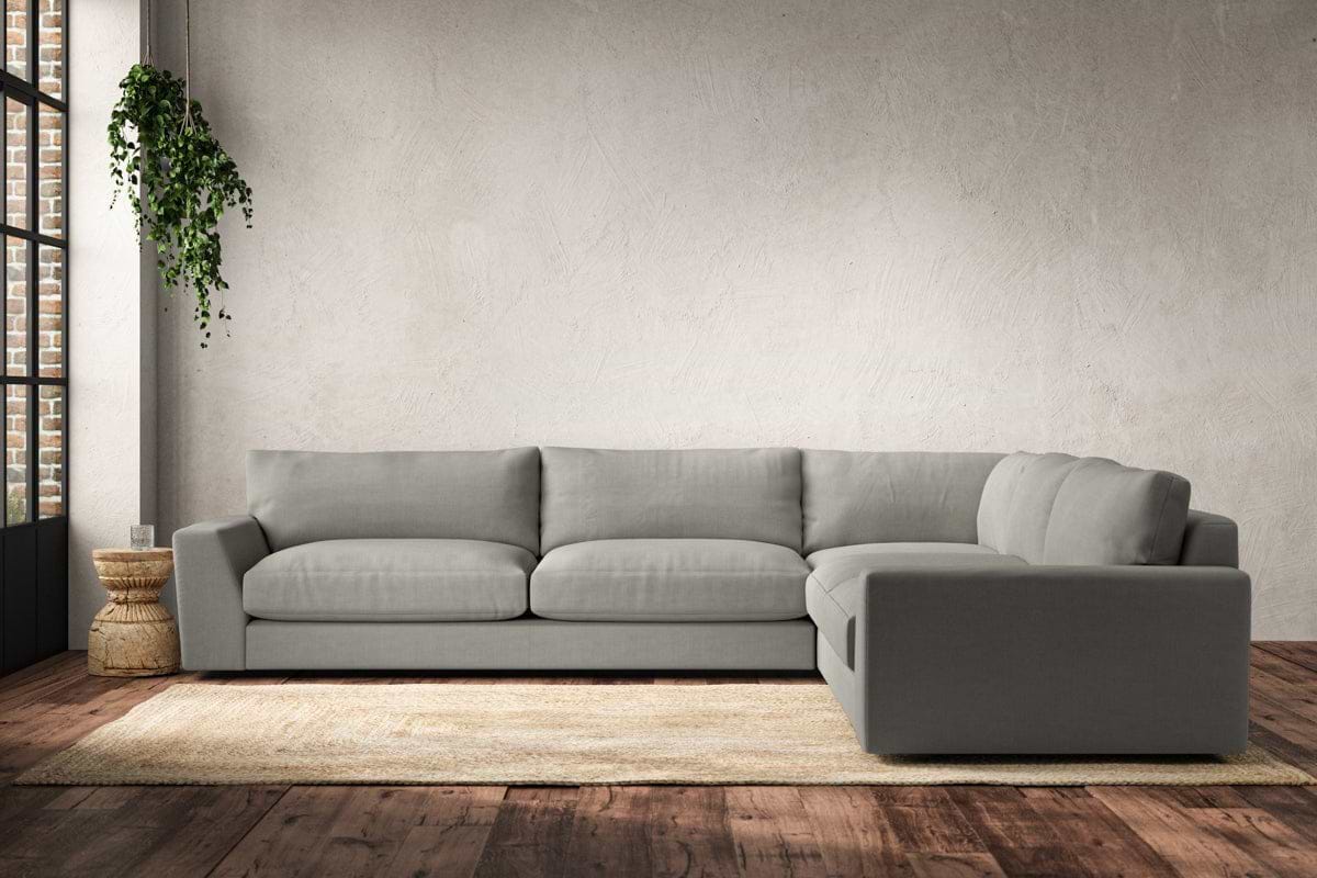 Guddu Grand Right Hand Corner Sofa - Brera Linen Smoke-MAKE TO ORDER-Nkuku