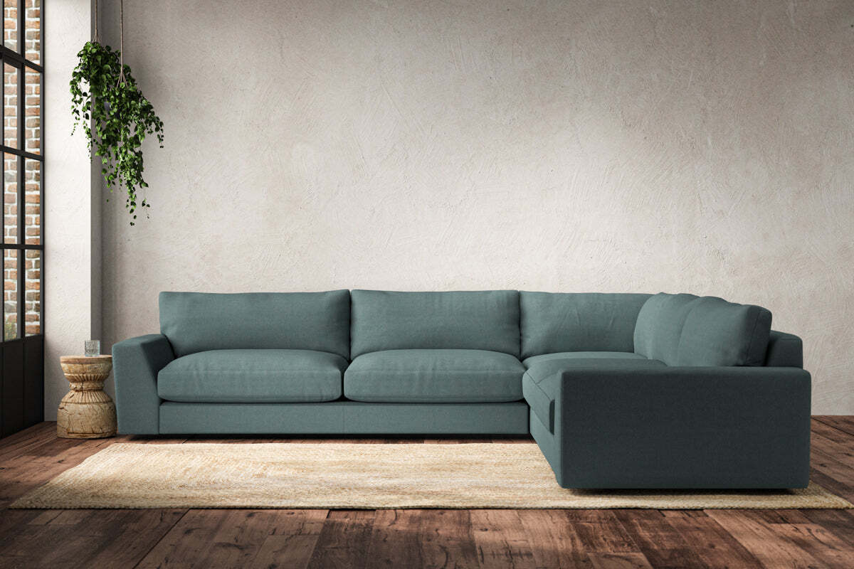 Guddu Grand Right Hand Corner Sofa - Recycled Cotton Airforce-MAKE TO ORDER-Nkuku