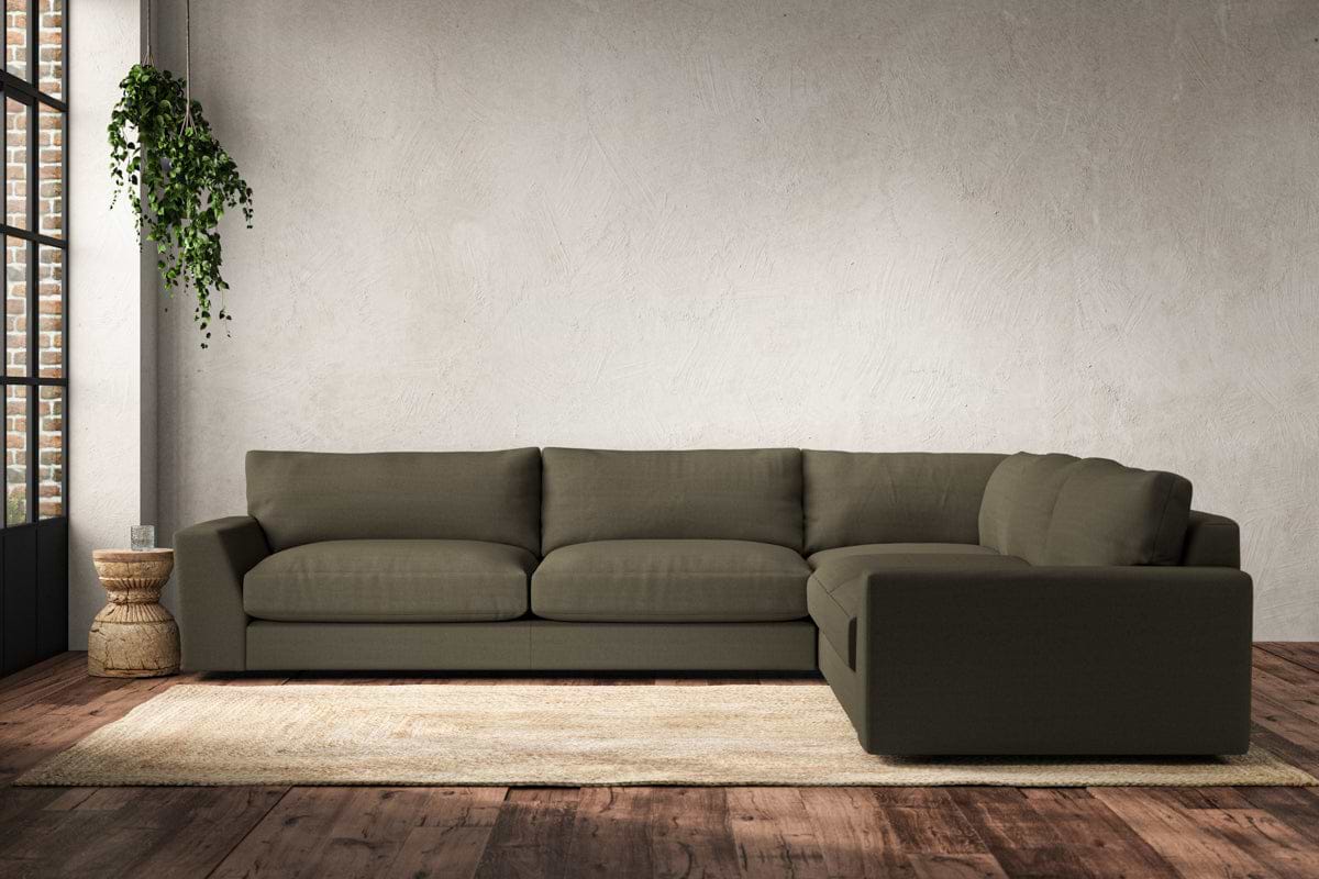 Guddu Grand Right Hand Corner Sofa - Recycled Cotton Fatigue-MAKE TO ORDER-Nkuku