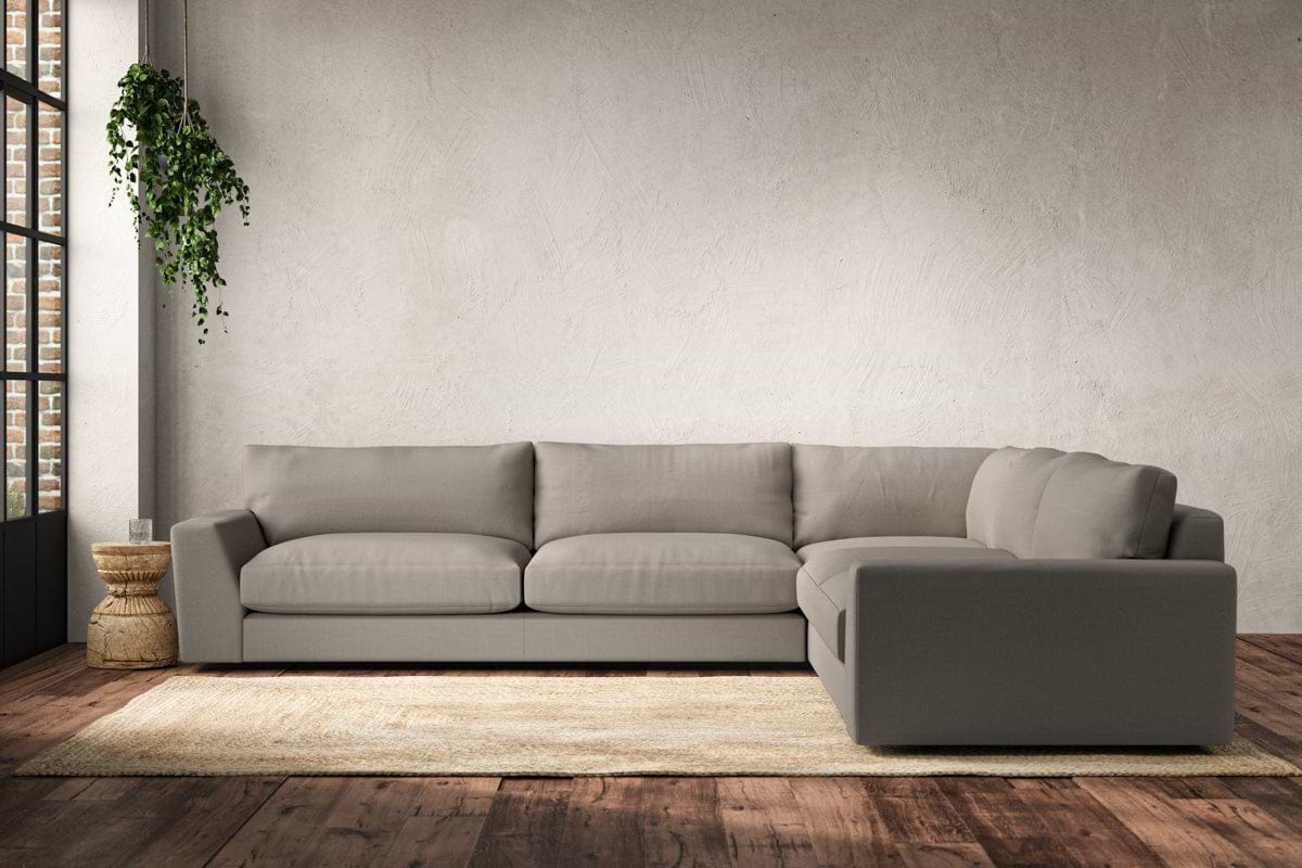 Guddu Grand Right Hand Corner Sofa - Recycled Cotton Flax-MAKE TO ORDER-Nkuku