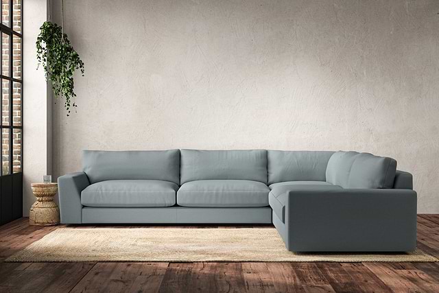 Guddu Grand Right Hand Corner Sofa - Recycled Cotton Horizon-MAKE TO ORDER-Nkuku