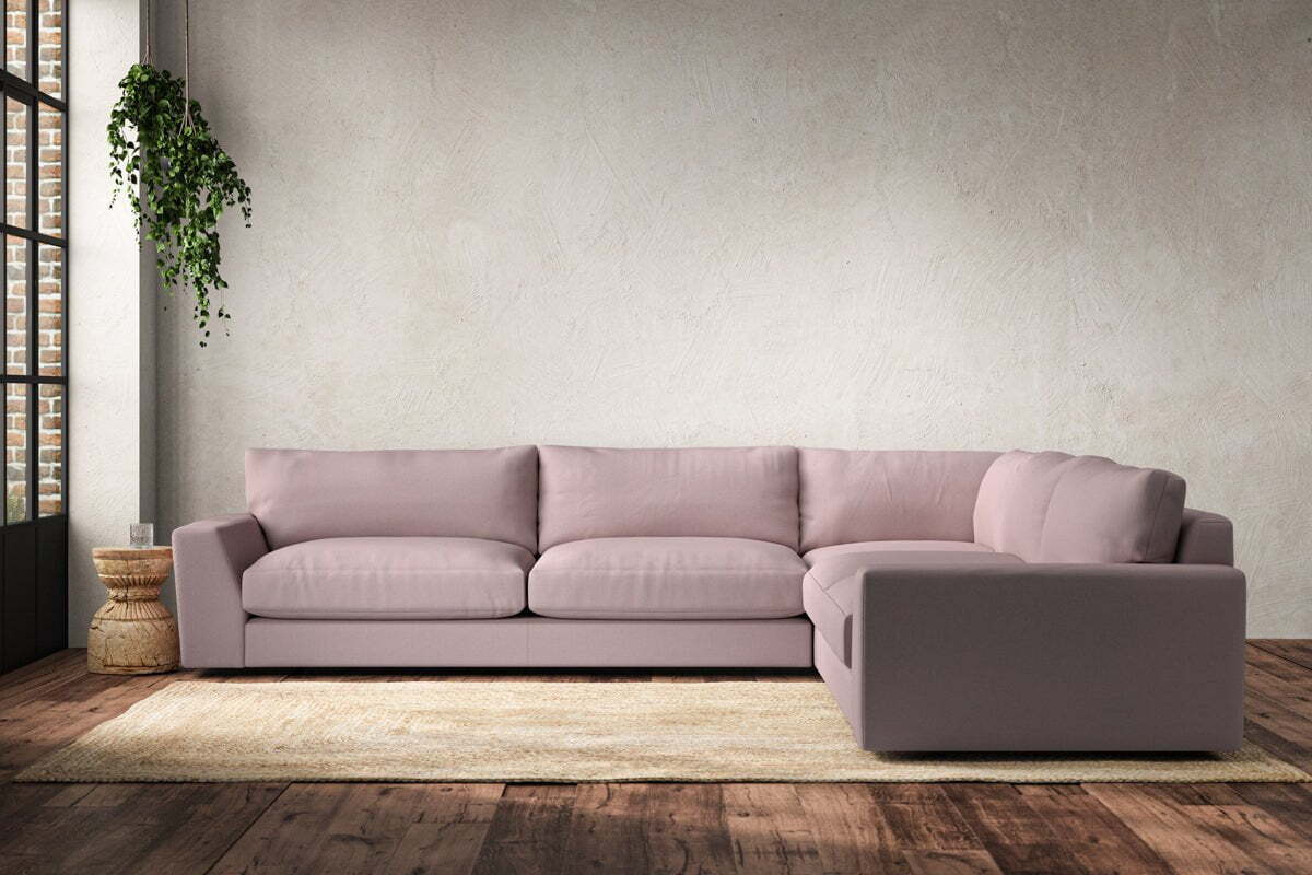 Guddu Grand Right Hand Corner Sofa - Recycled Cotton Lavender-MAKE TO ORDER-Nkuku