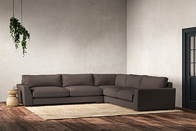Guddu Grand Right Hand Corner Sofa - Recycled Cotton Mocha-MAKE TO ORDER-Nkuku