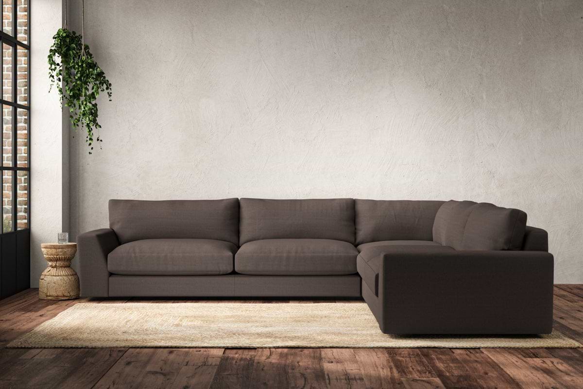 Guddu Grand Right Hand Corner Sofa - Recycled Cotton Mocha-MAKE TO ORDER-Nkuku