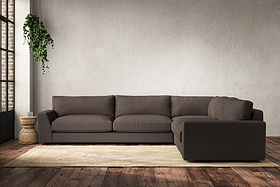 Guddu Grand Right Hand Corner Sofa - Recycled Cotton Mocha-MAKE TO ORDER-Nkuku