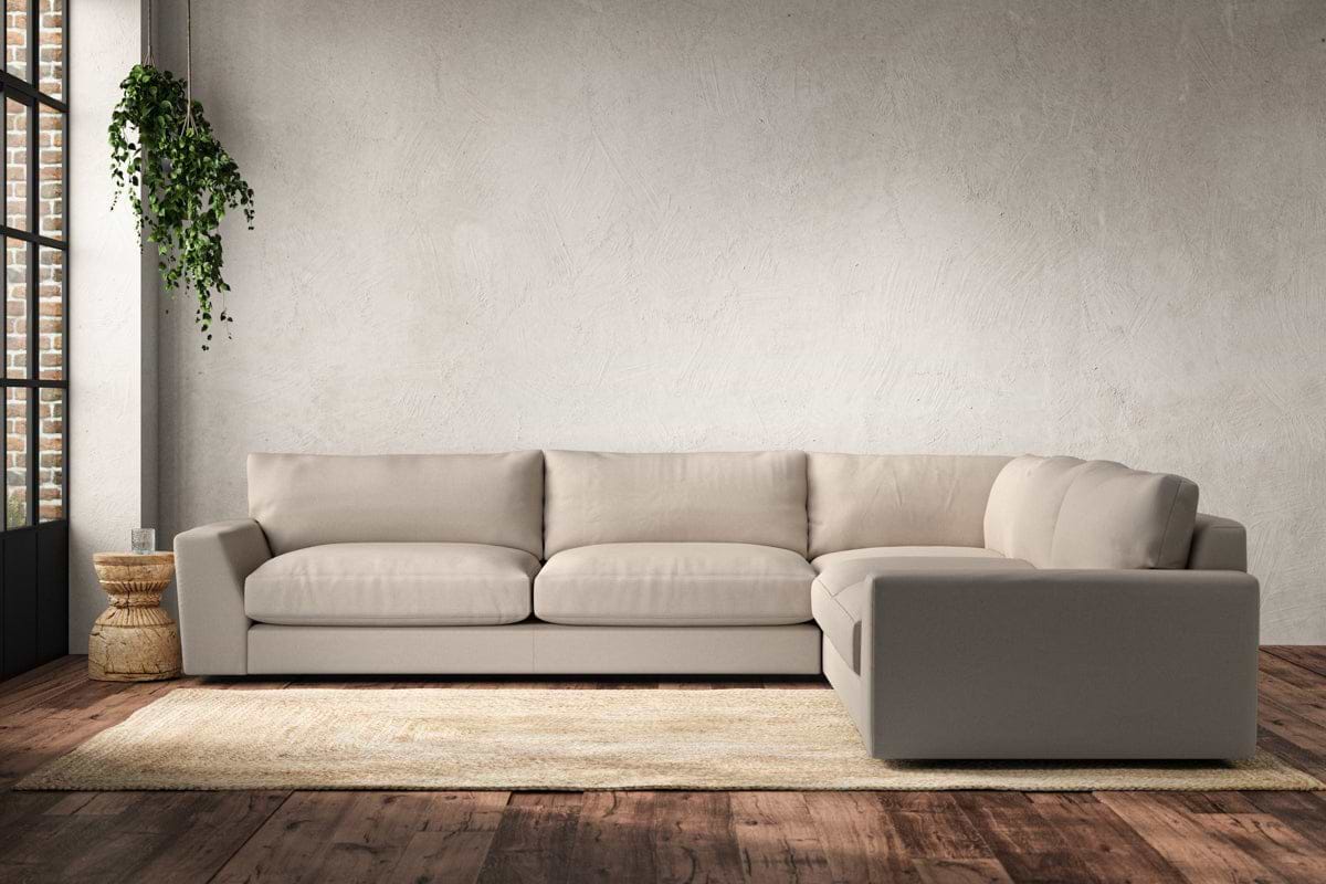 Guddu Grand Right Hand Corner Sofa - Recycled Cotton Natural