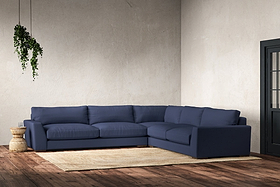 Guddu Grand Right Hand Corner Sofa - Recycled Cotton Navy-MAKE TO ORDER-Nkuku