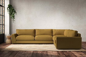 Guddu Grand Right Hand Corner Sofa - Recycled Cotton Ochre-MAKE TO ORDER-Nkuku