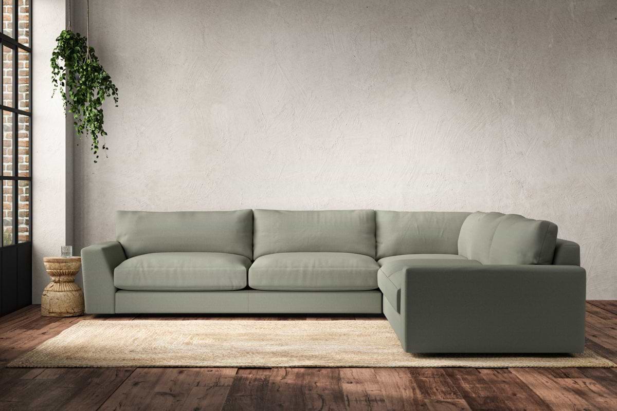 Guddu Grand Right Hand Corner Sofa - Recycled Cotton Seaspray-MAKE TO ORDER-Nkuku