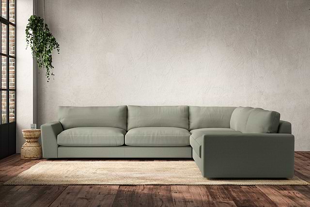 Guddu Grand Right Hand Corner Sofa - Recycled Cotton Seaspray-MAKE TO ORDER-Nkuku