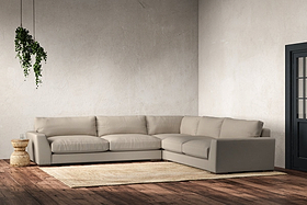 Guddu Grand Right Hand Corner Sofa - Recycled Cotton Stone
