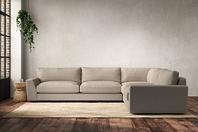 Guddu Grand Right Hand Corner Sofa - Recycled Cotton Stone