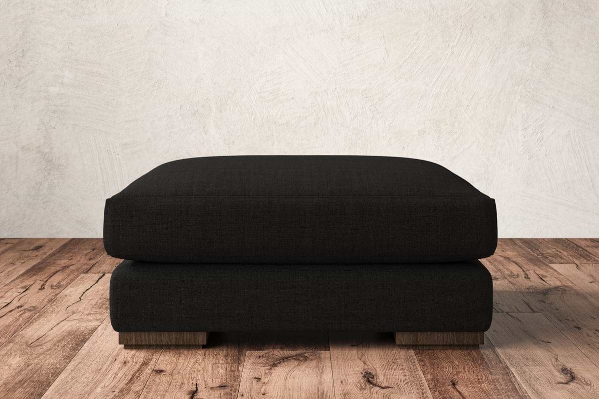 Guddu Large Footstool - Brera Linen Charcoal-MAKE TO ORDER-Nkuku