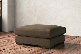 Guddu Large Footstool - Brera Linen Chestnut