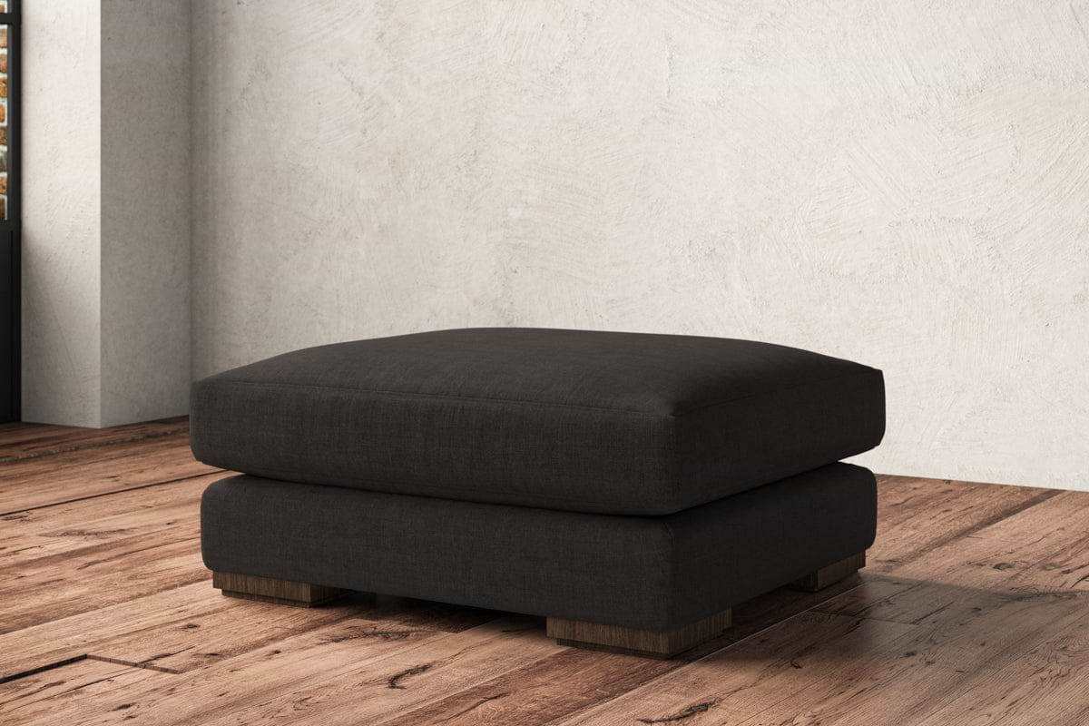 Guddu Large Footstool - Brera Linen Espresso