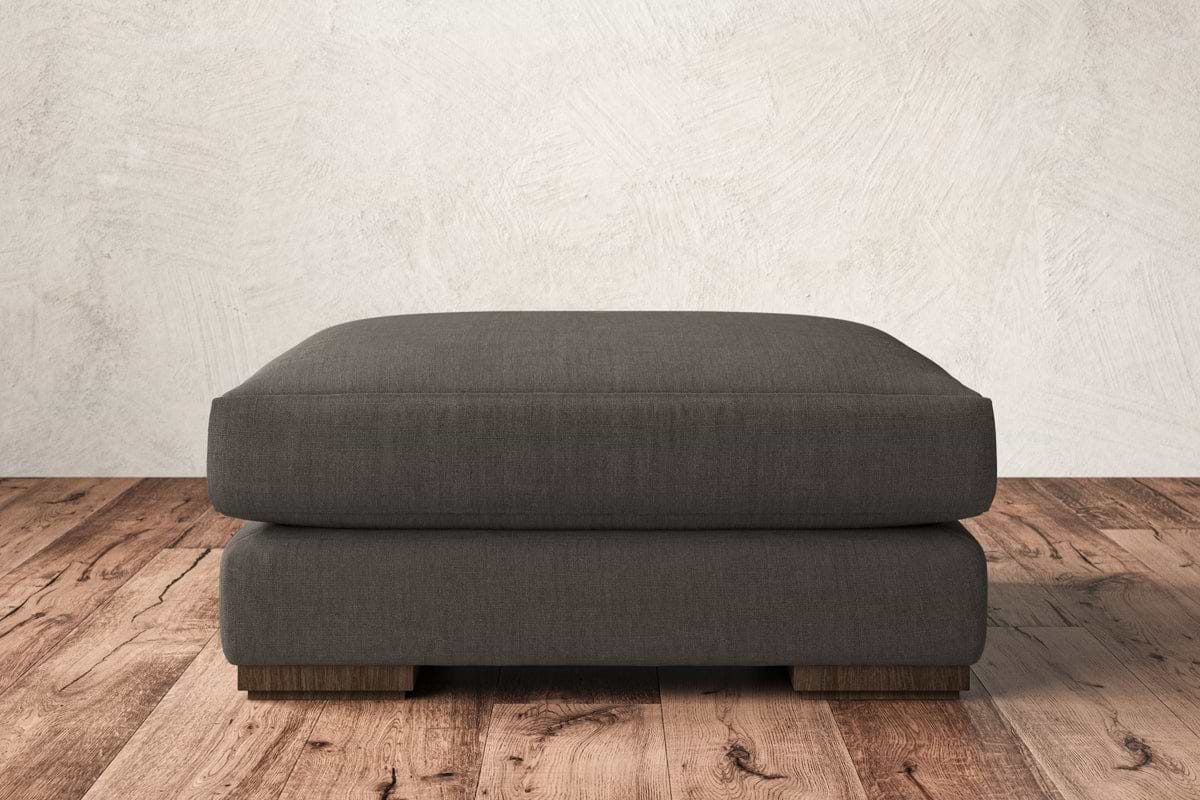 Guddu Large Footstool - Brera Linen Granite-MAKE TO ORDER-Nkuku