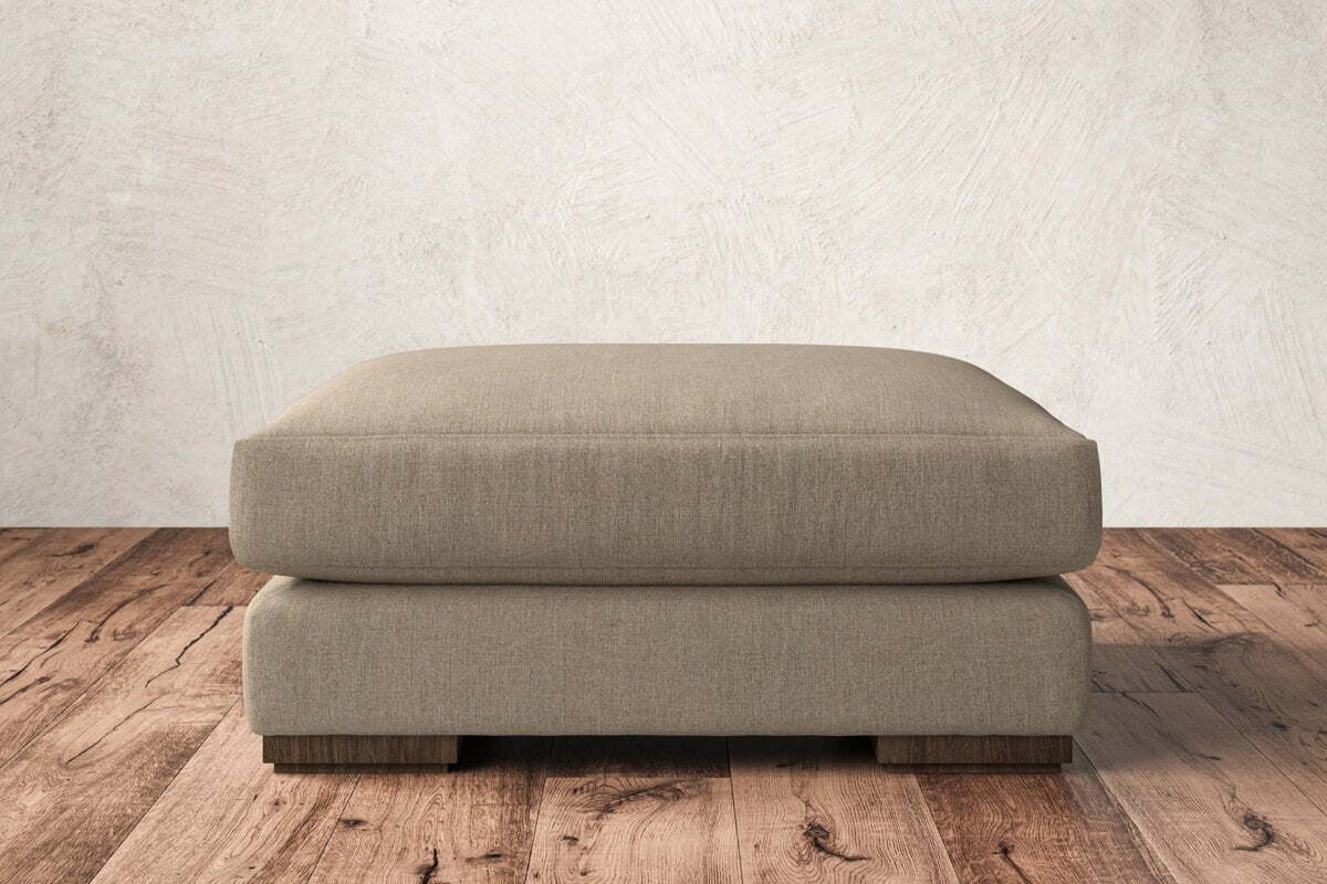 Guddu Large Footstool - Brera Linen Pebble-MAKE TO ORDER-Nkuku