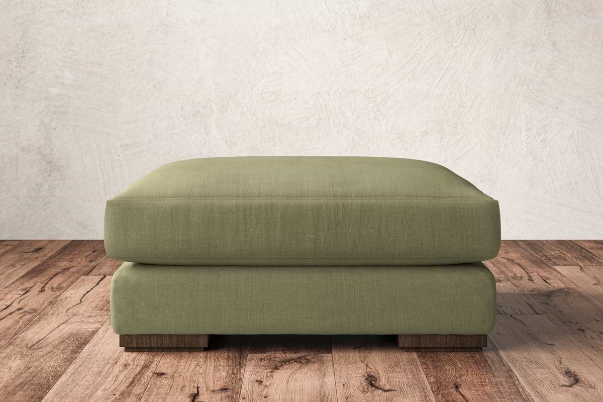Guddu Large Footstool - Brera Linen Sage-MAKE TO ORDER-Nkuku