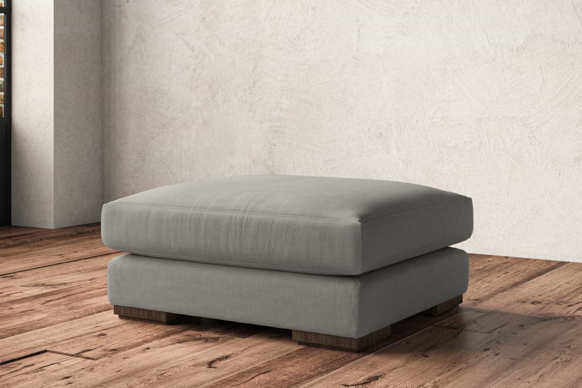 Guddu Large Footstool - Brera Linen Smoke