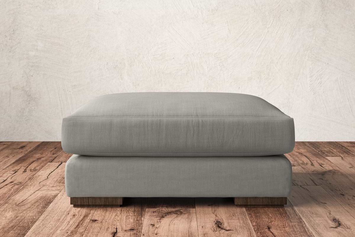 Guddu Large Footstool - Brera Linen Smoke-MAKE TO ORDER-Nkuku