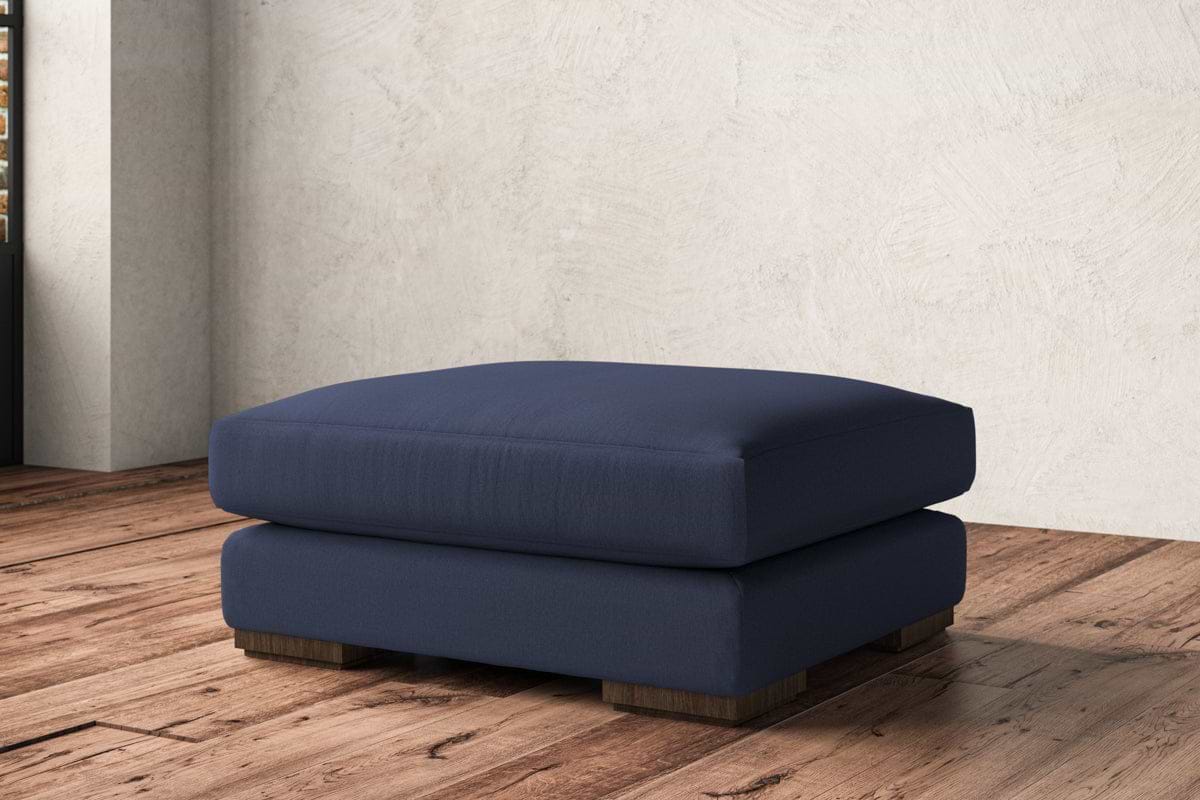 Guddu Large Footstool - Recycled Cotton Navy