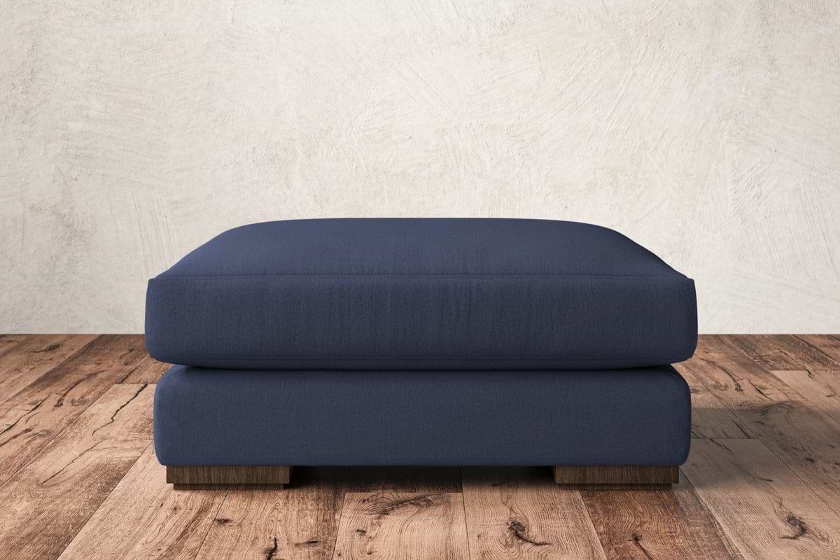 Guddu Large Footstool - Recycled Cotton Navy-MAKE TO ORDER-Nkuku