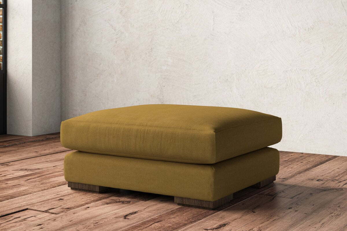 Guddu Large Footstool - Recycled Cotton Ochre