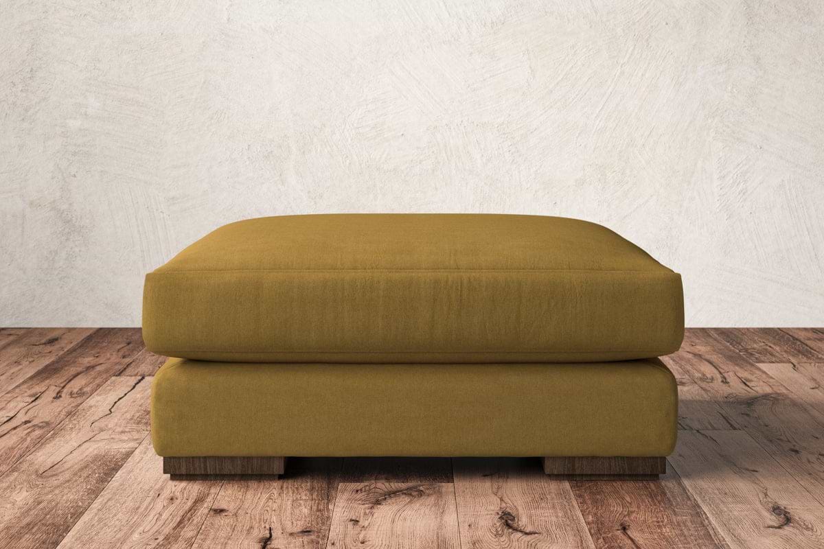 Guddu Large Footstool - Recycled Cotton Ochre-MAKE TO ORDER-Nkuku