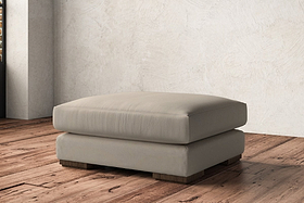 Guddu Large Footstool - Recycled Cotton Stone