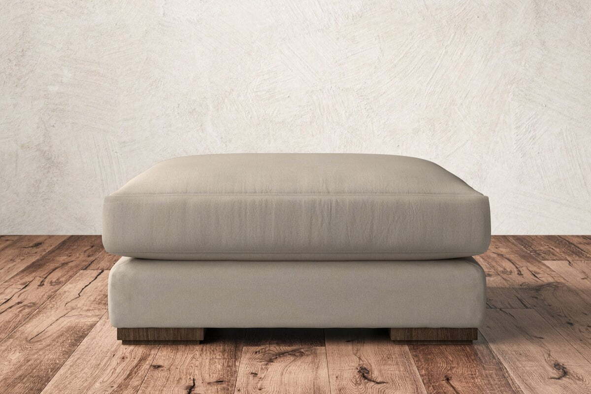 Guddu Large Footstool - Recycled Cotton Stone-MAKE TO ORDER-Nkuku