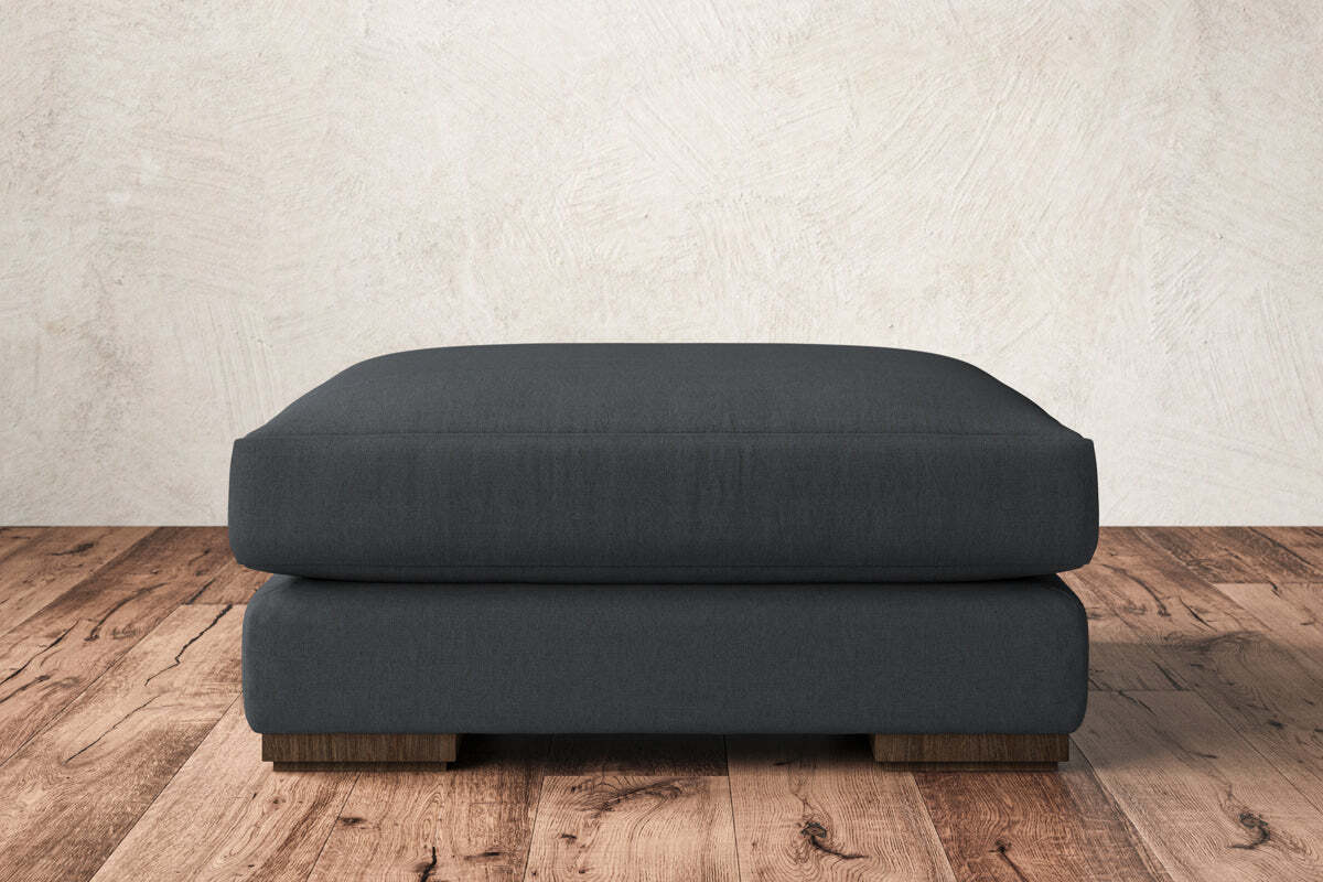 Guddu Large Footstool - Recycled Cotton Thunder-MAKE TO ORDER-Nkuku