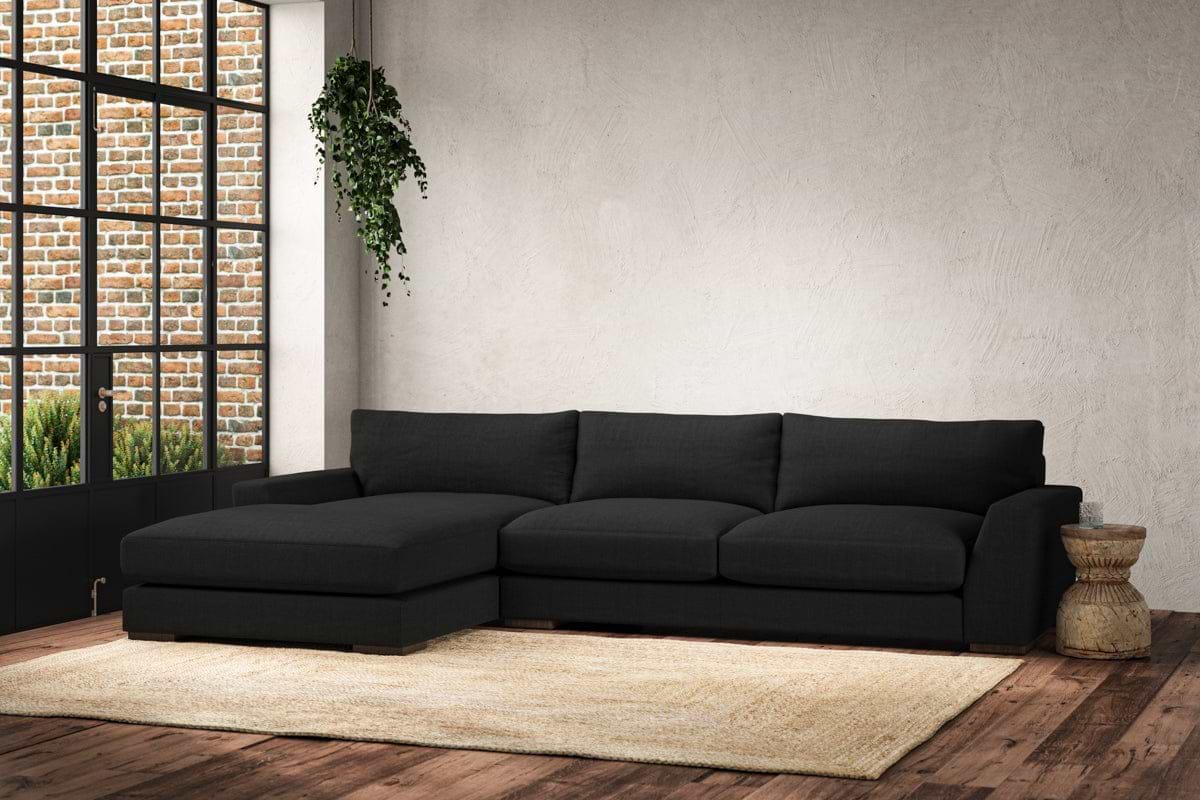 Guddu Large Left Hand Chaise Sofa - Brera Linen Charcoal