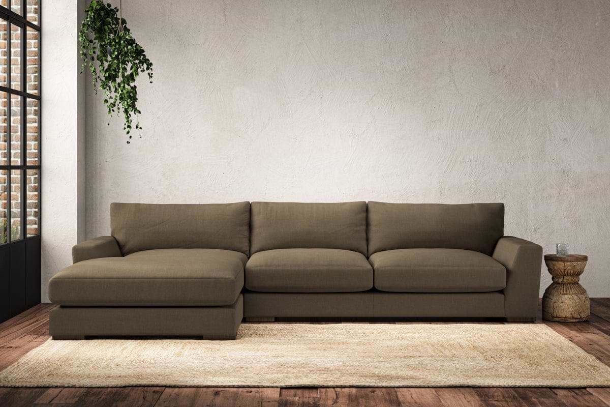 Guddu Large Left Hand Chaise Sofa - Brera Linen Chestnut-MAKE TO ORDER-Nkuku