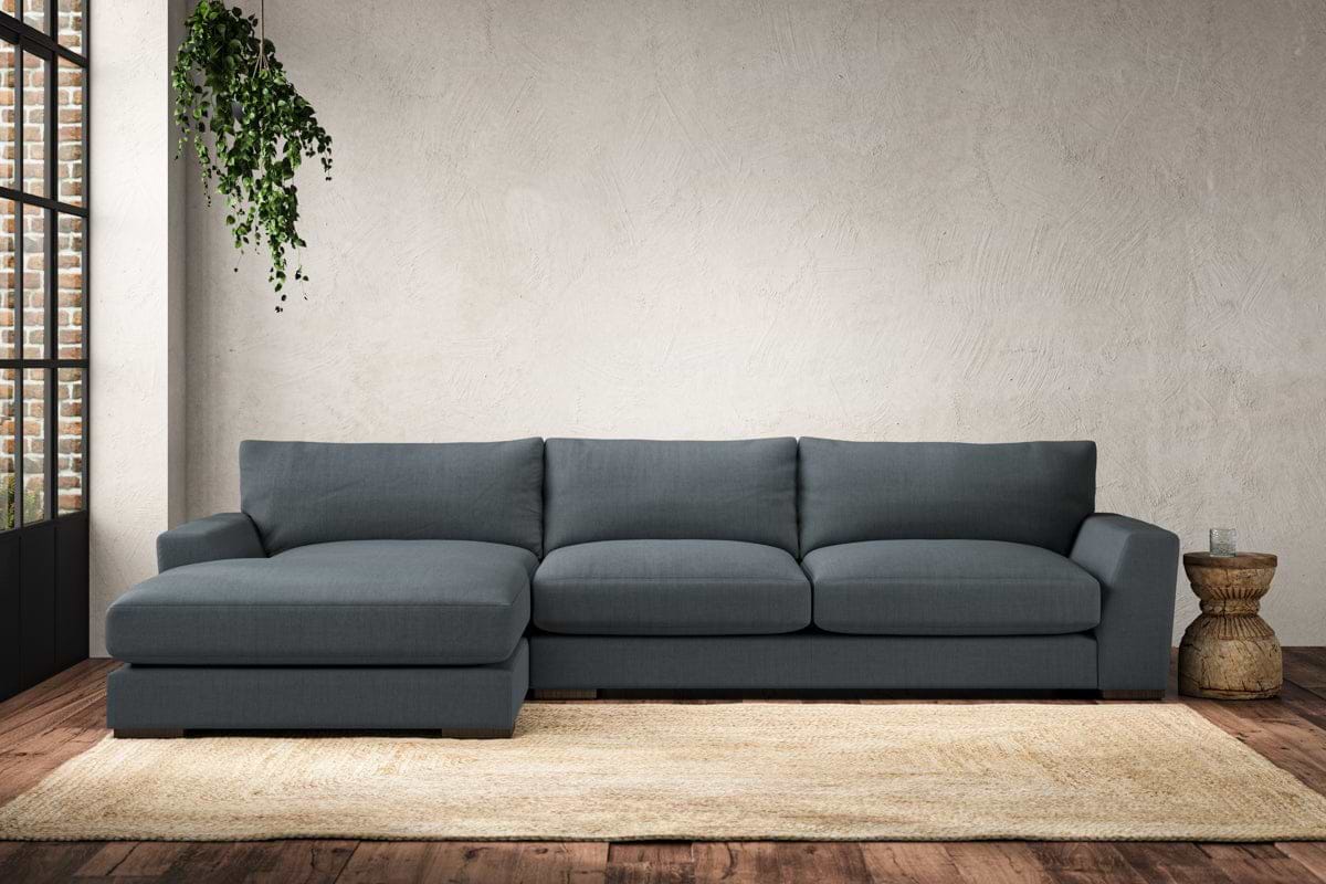 Guddu Large Left Hand Chaise Sofa - Brera Linen Dusk-MAKE TO ORDER-Nkuku
