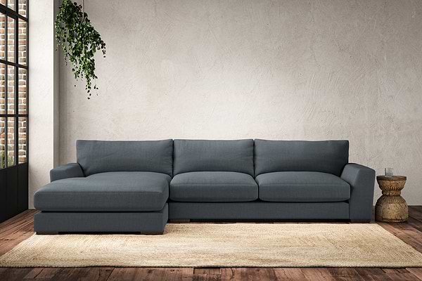 Guddu Large Left Hand Chaise Sofa - Brera Linen Dusk