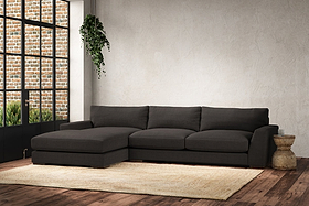 Guddu Large Left Hand Chaise Sofa - Brera Linen Espresso