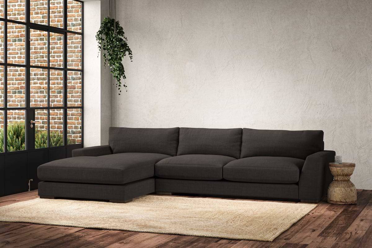 Guddu Large Left Hand Chaise Sofa - Brera Linen Espresso