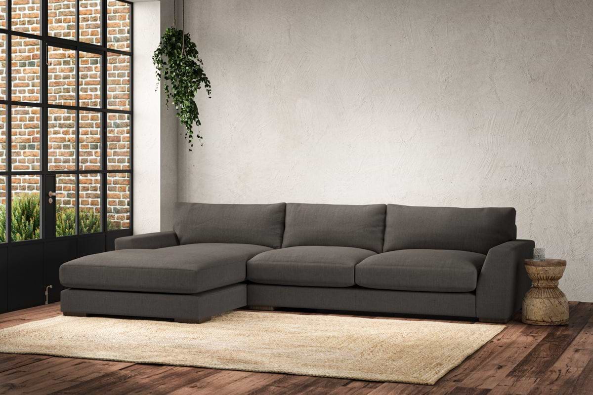 Guddu Large Left Hand Chaise Sofa - Brera Linen Granite