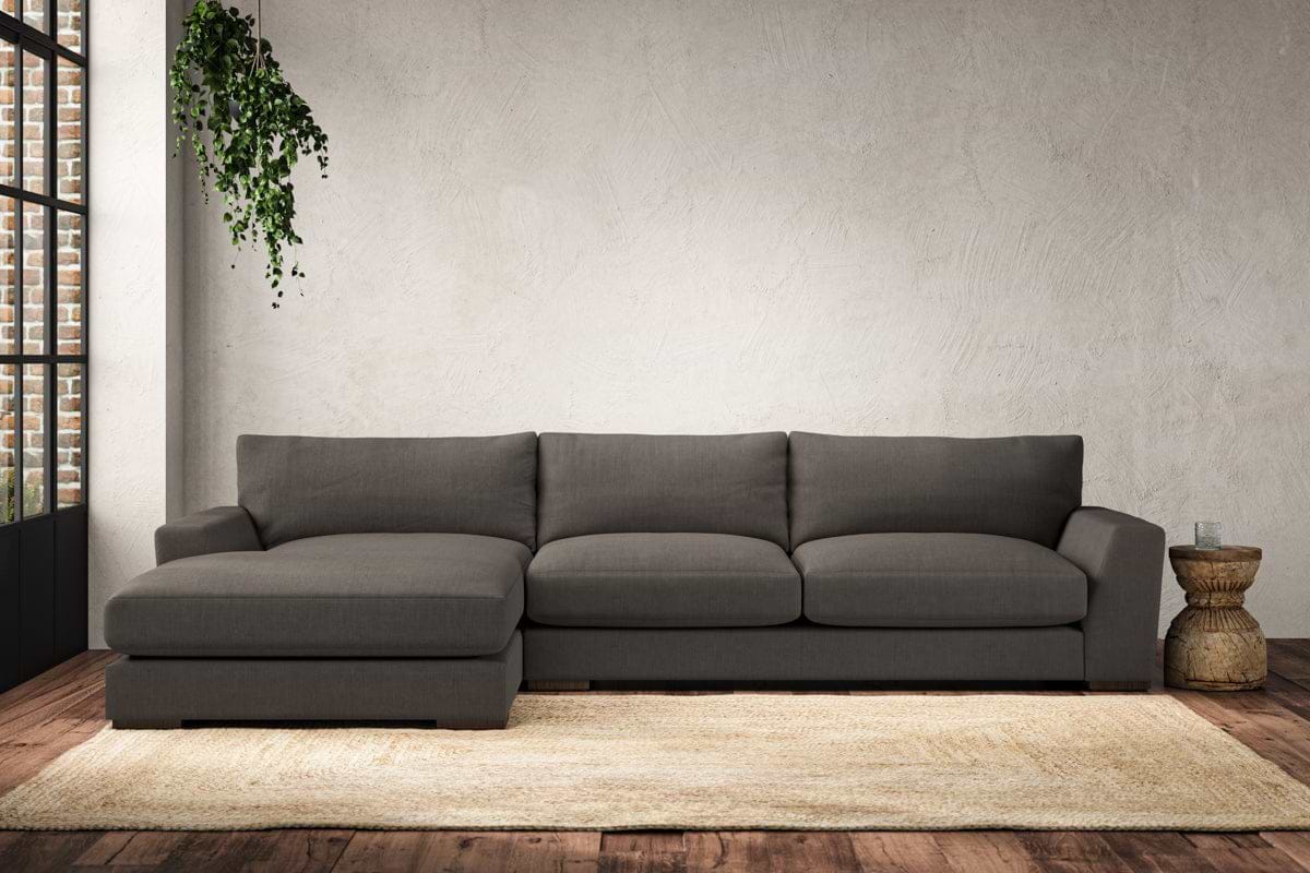 Guddu Large Left Hand Chaise Sofa - Brera Linen Granite-MAKE TO ORDER-Nkuku