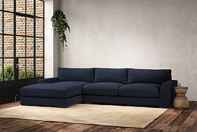 Guddu Large Left Hand Chaise Sofa - Brera Linen Indigo