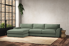 Guddu Large Left Hand Chaise Sofa - Brera Linen Jade