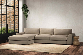 Guddu Large Left Hand Chaise Sofa - Brera Linen Pebble