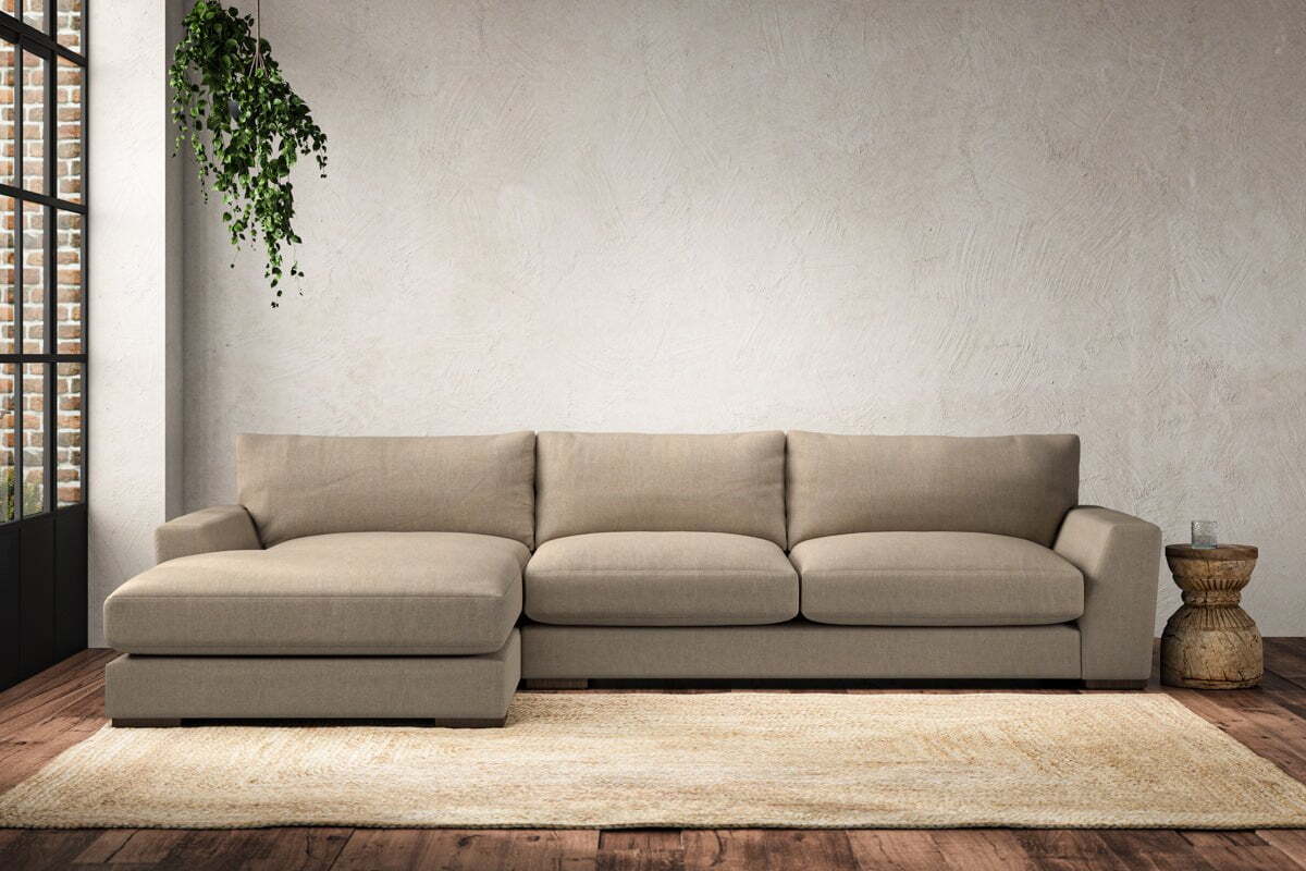 Guddu Large Left Hand Chaise Sofa - Brera Linen Pebble-MAKE TO ORDER-Nkuku