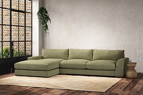 Guddu Large Left Hand Chaise Sofa - Brera Linen Sage-MAKE TO ORDER-Nkuku