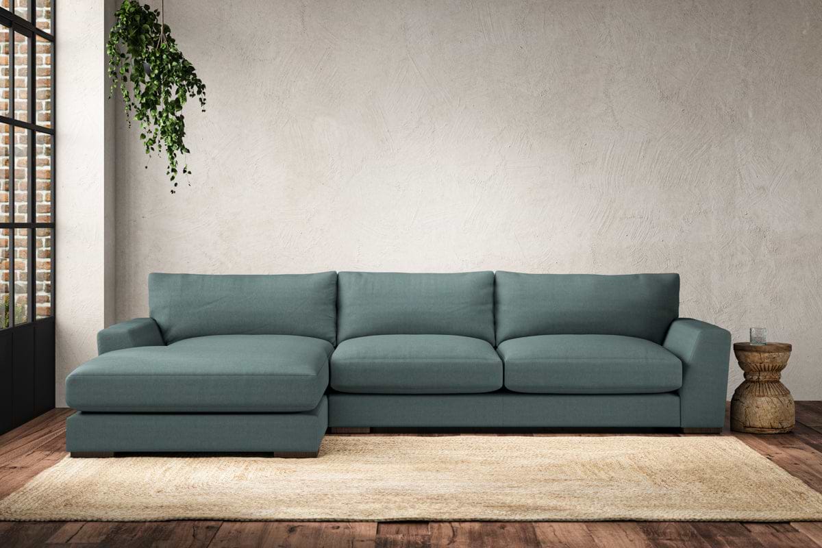 Guddu Large Left Hand Chaise Sofa - Recycled Cotton Airforce-MAKE TO ORDER-Nkuku