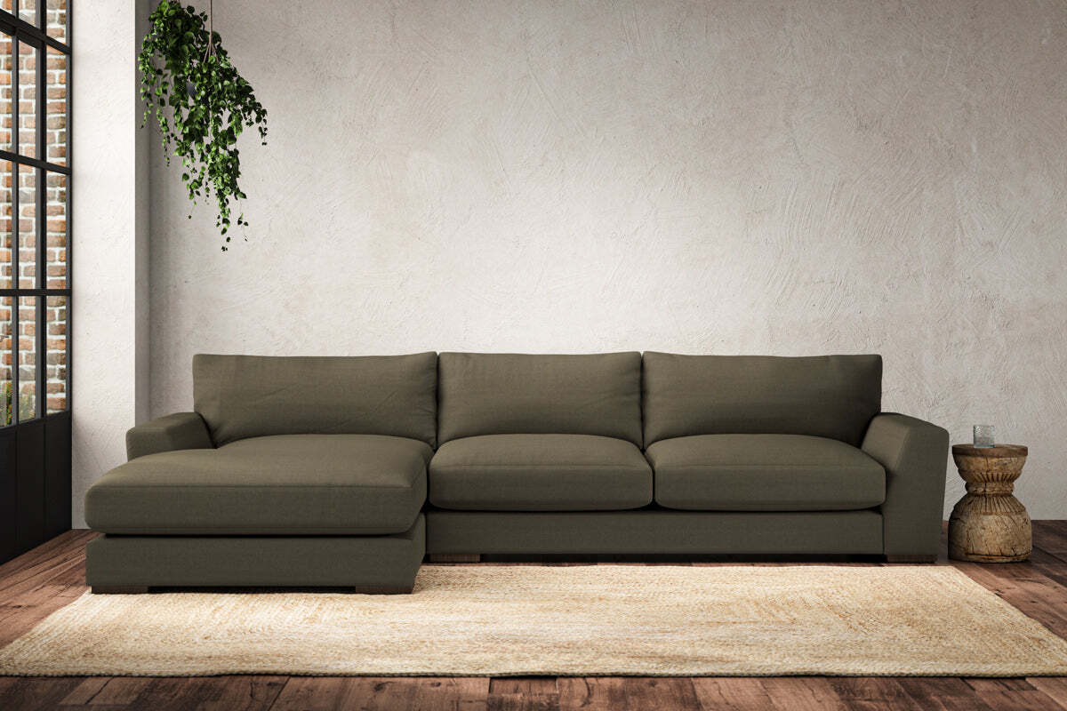 Guddu Large Left Hand Chaise Sofa - Recycled Cotton Fatigue-MAKE TO ORDER-Nkuku