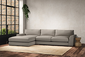Guddu Large Left Hand Chaise Sofa - Recycled Cotton Flax