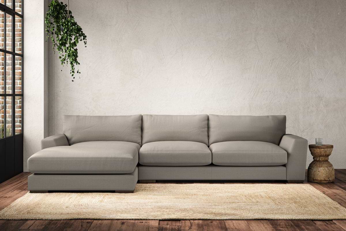 Guddu Large Left Hand Chaise Sofa - Recycled Cotton Flax-MAKE TO ORDER-Nkuku