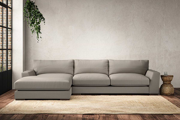 Guddu Large Left Hand Chaise Sofa - Recycled Cotton Flax